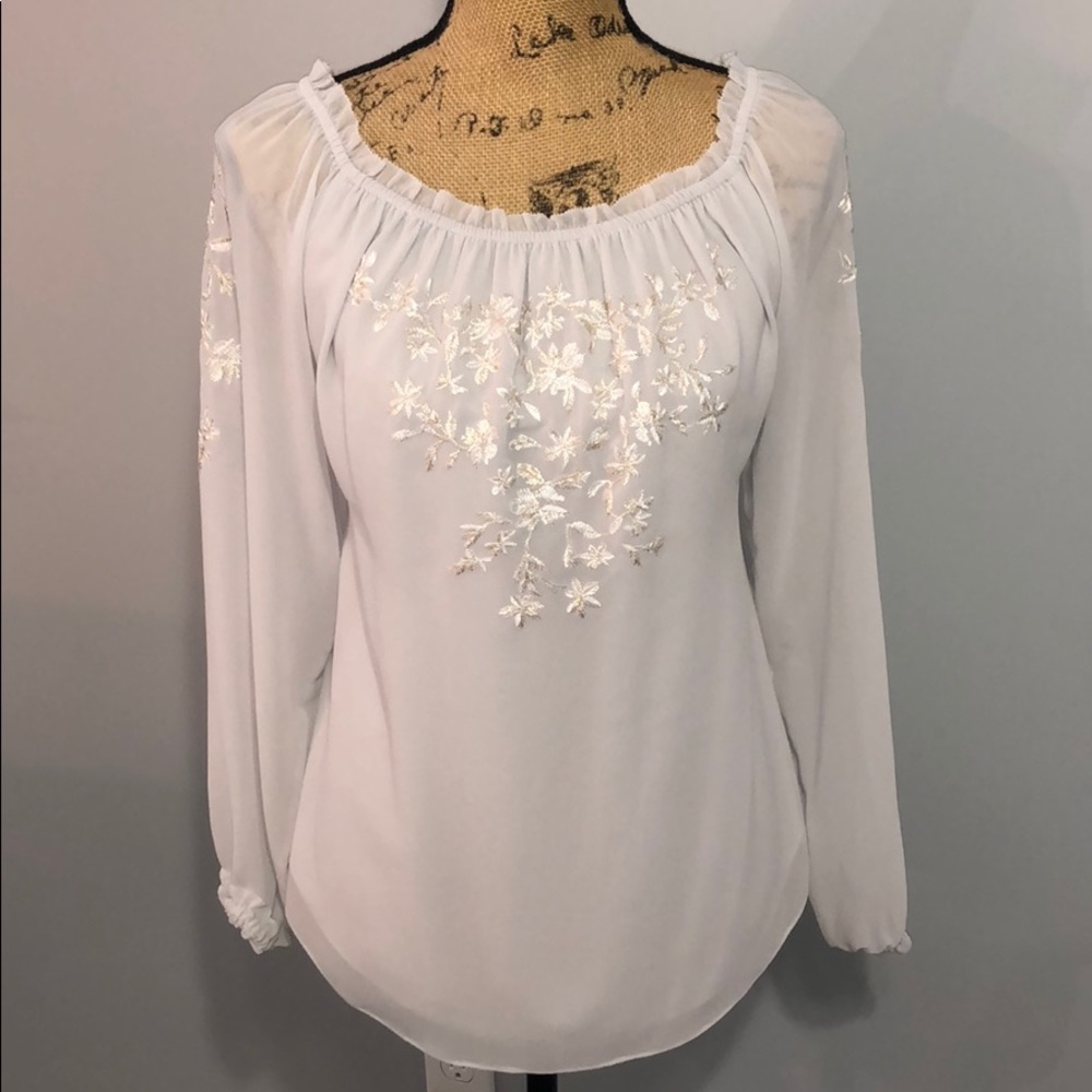 White House Black Market Grey Blouse size Small